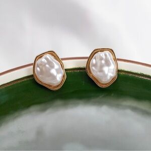 Anthropologie Gold and Cream Earrings